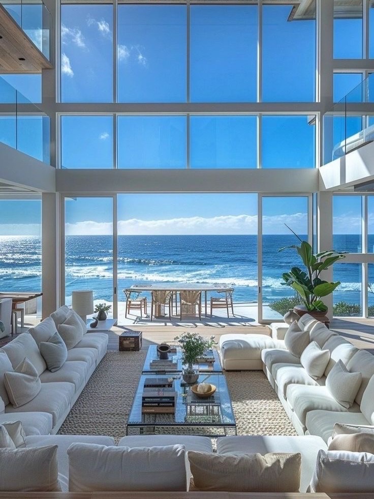 Coastal living room with ocean view